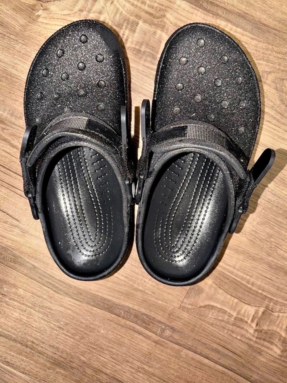 Crocs Classic Glitter Clog Black Sandals